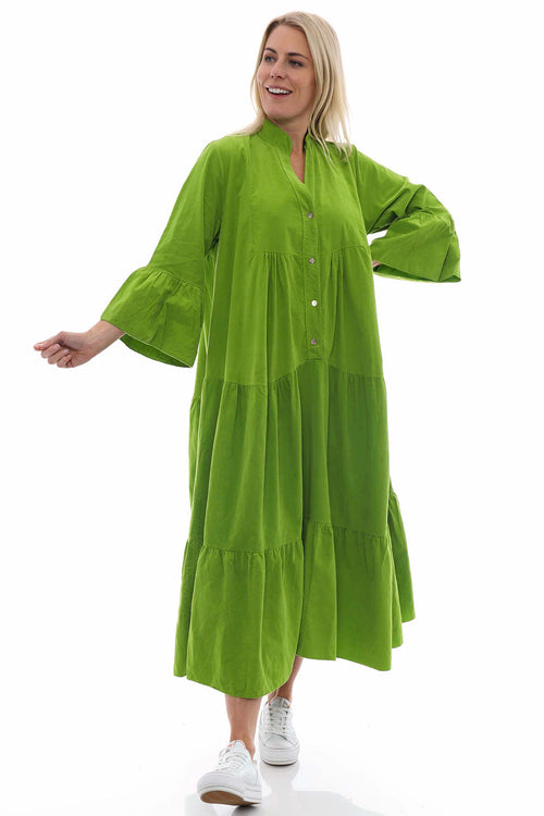 Great Ayton Needlecord Maxi Dress Lime - Image 1