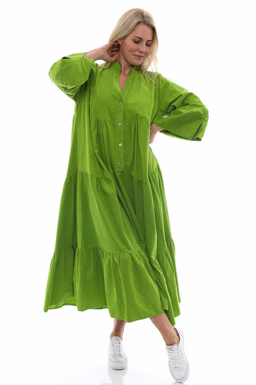 Great Ayton Needlecord Maxi Dress Lime - Image 2