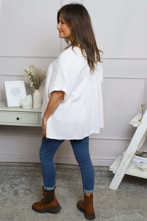 Ravello Crinkle Cotton Top Light Pink - Image 4