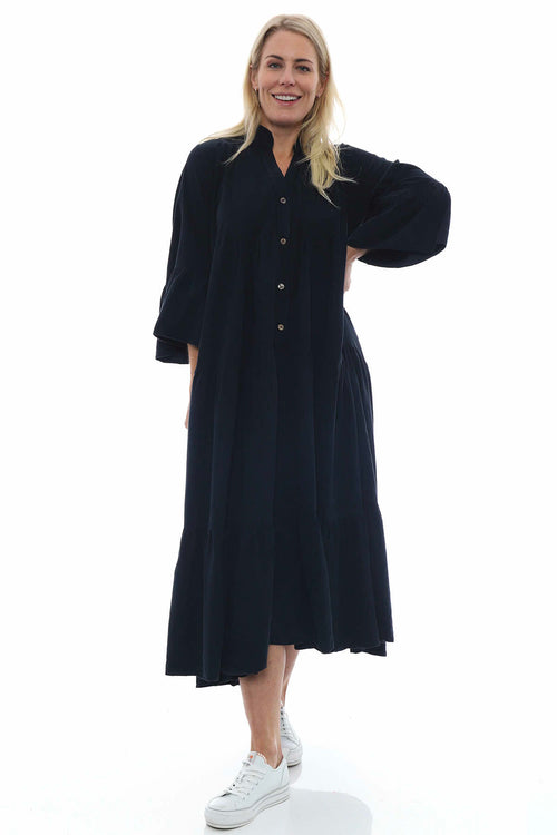 Great Ayton Needlecord Maxi Dress Black - Image 2