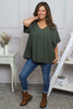 Ravello Crinkle Cotton Top Dark Khaki
