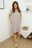 Joyce Button Linen Dress Mocha