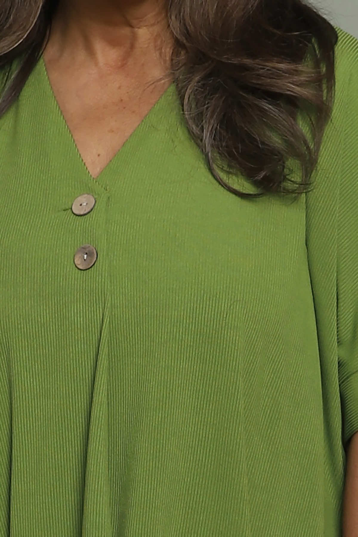 Frieda V-Neck Ribbed Dress Green