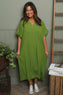 Frieda V-Neck Ribbed Dress Green