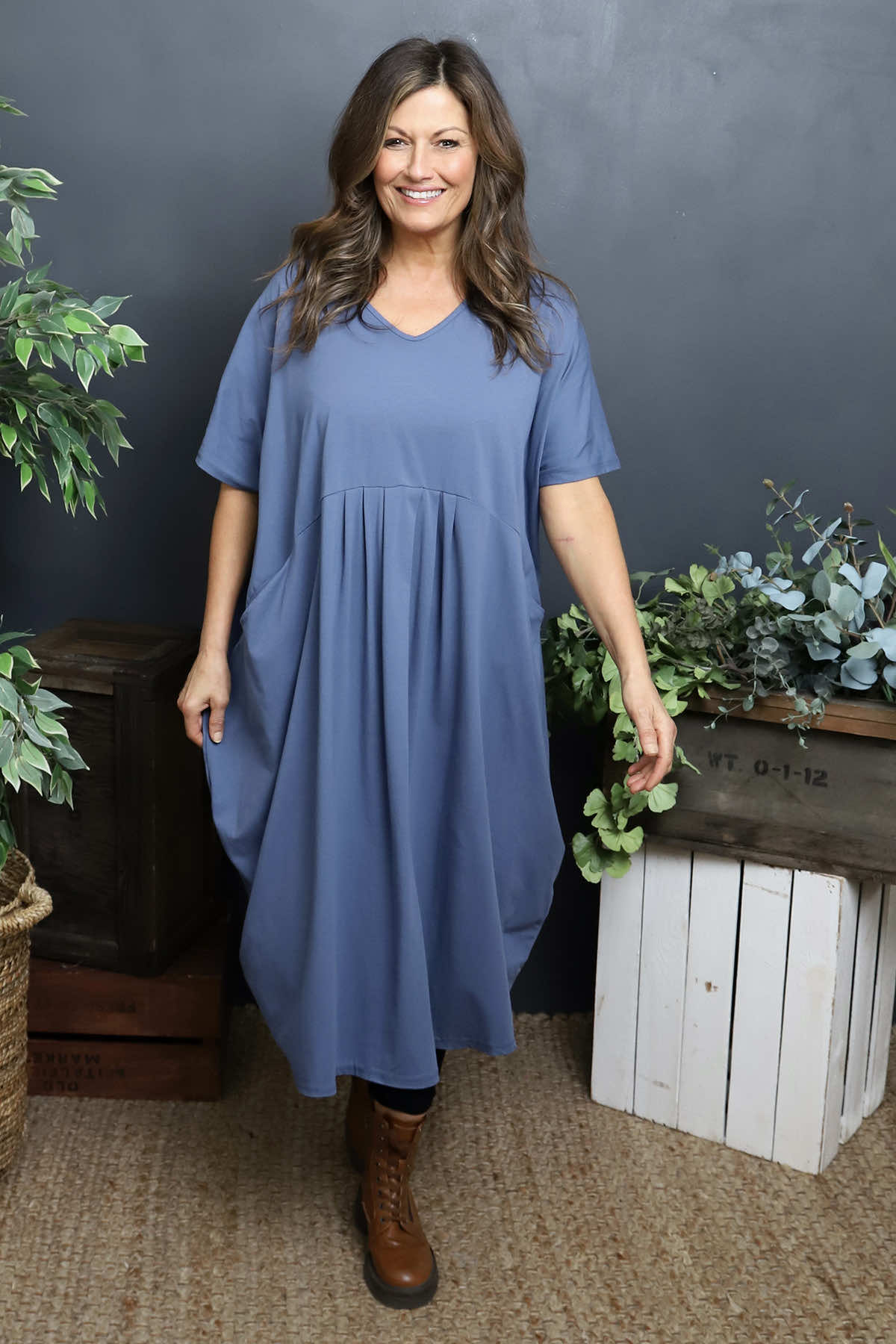 Fenella Cotton Dress Blue