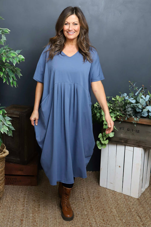 Fenella Cotton Dress Blue - Image 2
