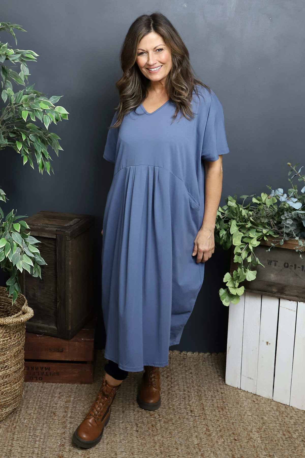 Fenella Cotton Dress Blue