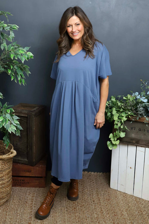 Fenella Cotton Dress Blue - Image 1