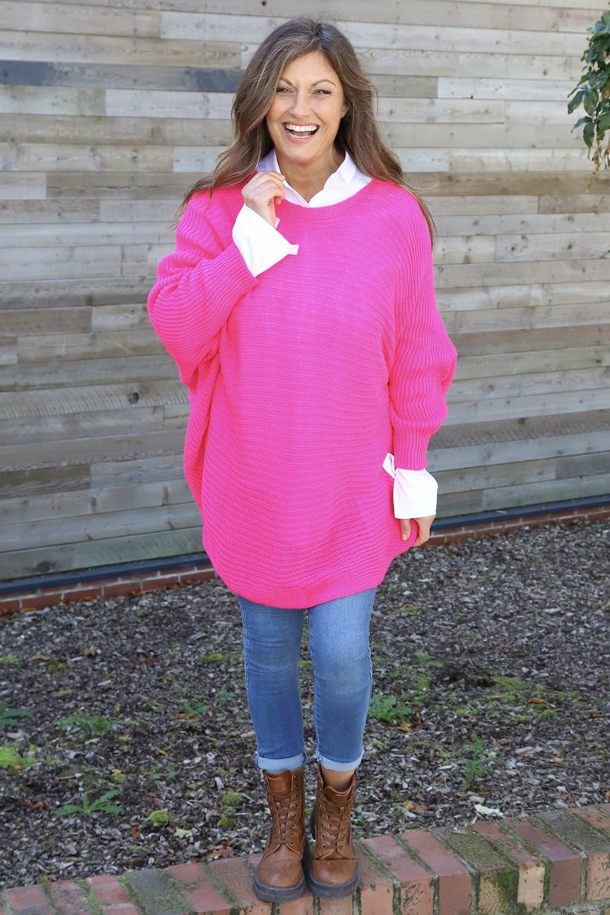 Lauren Knitted Jumper Fuchsia