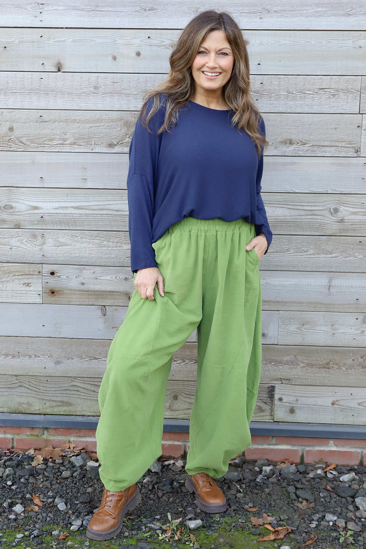 Journee Needlecord Trousers Green