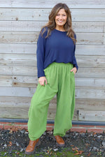 Journee Needlecord Trousers Green Green - Journee Needlecord Trousers Green