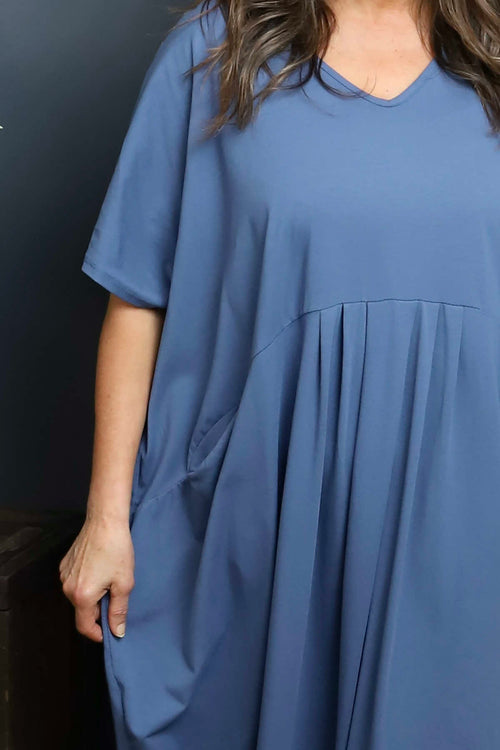 Fenella Cotton Dress Blue - Image 3