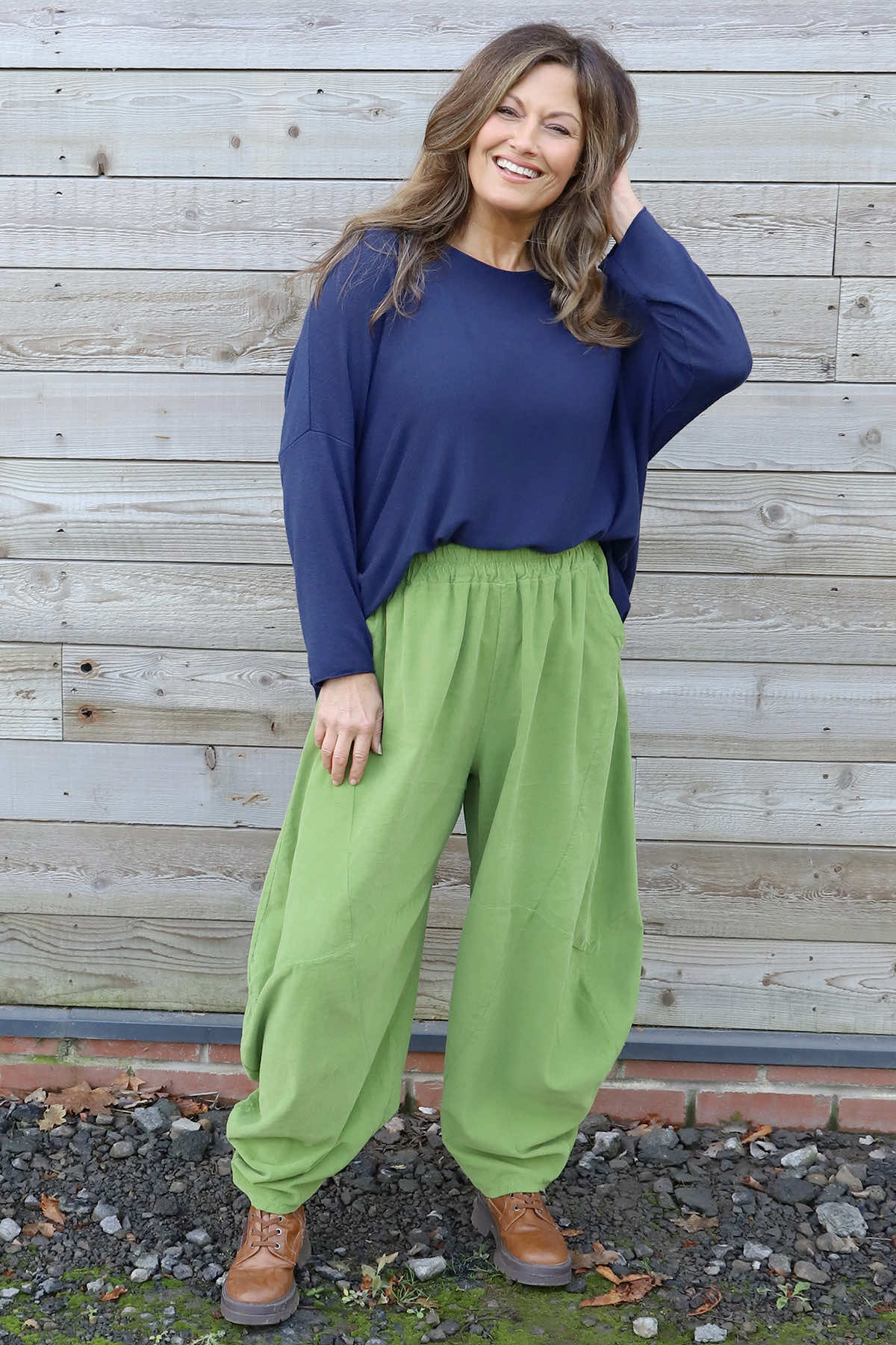 Journee Needlecord Trousers Green