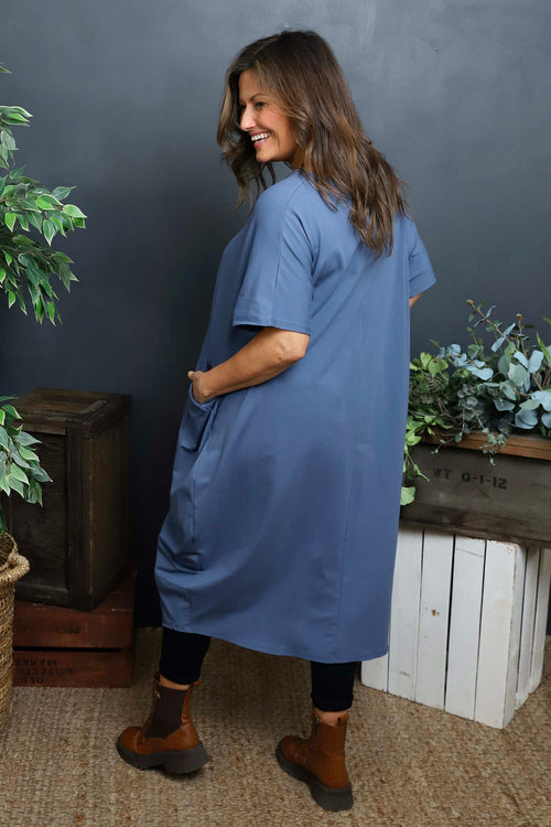 Fenella Cotton Dress Blue - Image 4