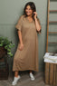 Frieda V-Neck Ribbed Dress Camel