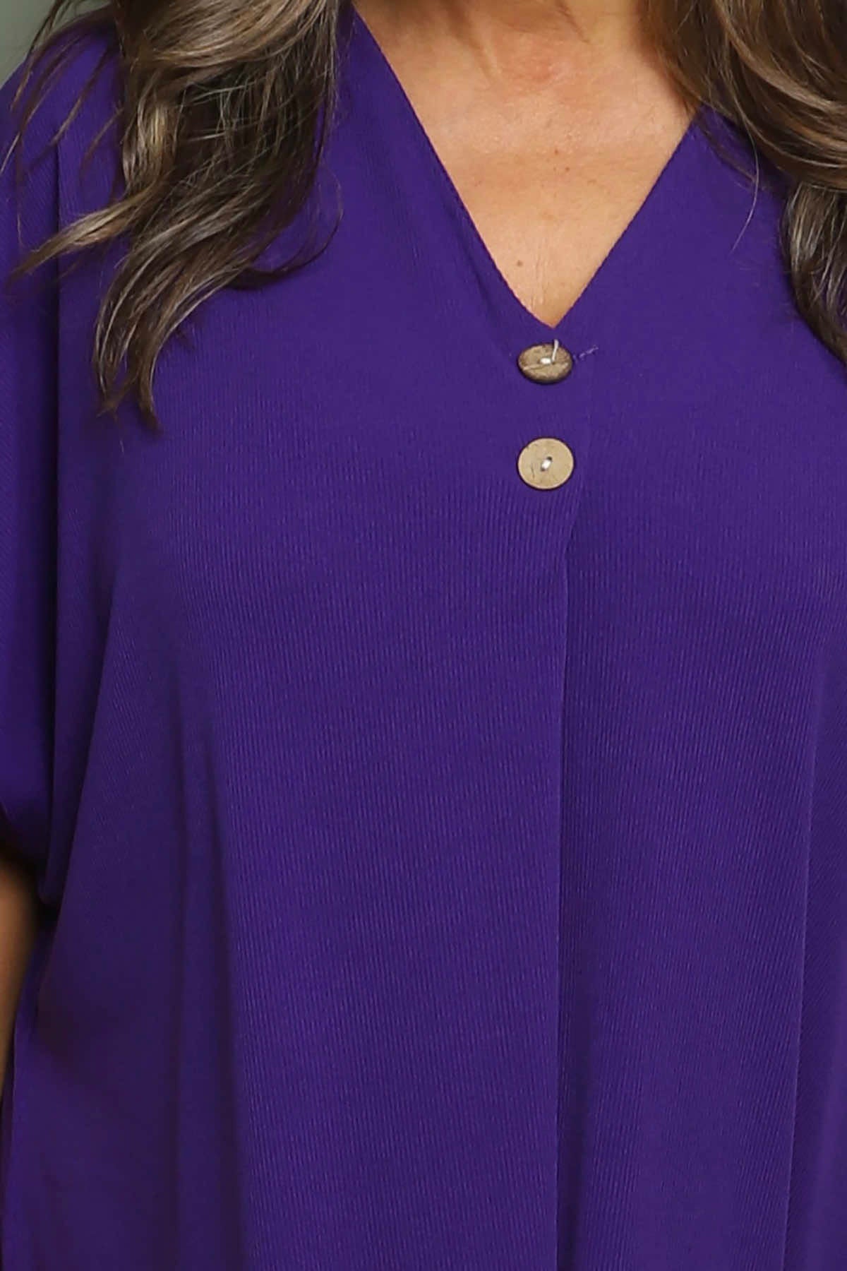 Frieda V-Neck Ribbed Dress Purple