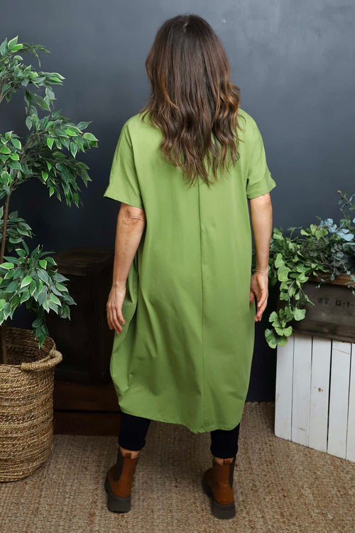 Fenella Cotton Dress Olive - Image 4