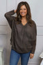 Kendra V-Neck Cotton Top Cocoa