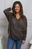 Kendra V-Neck Cotton Top Cocoa