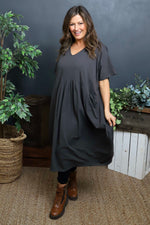 Fenella Cotton Dress Charcoal Charcoal - Fenella Cotton Dress Charcoal