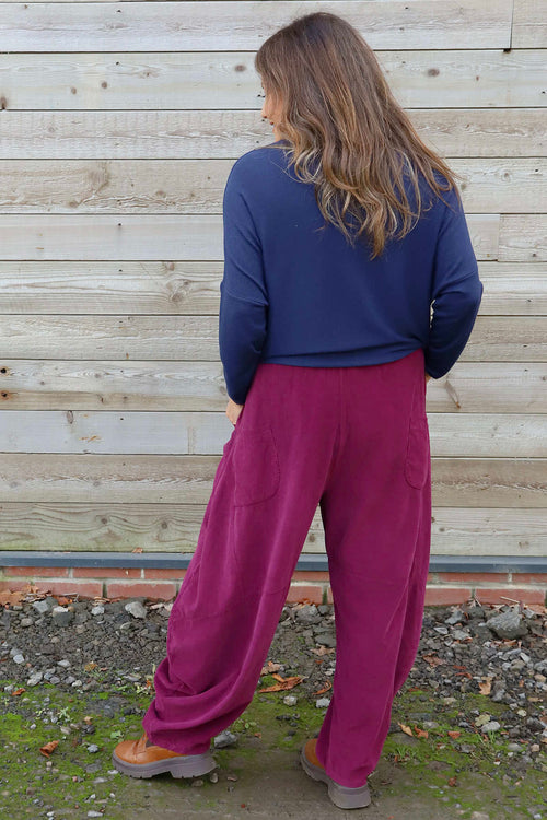 Journee Needlecord Trousers Burgundy - Image 4