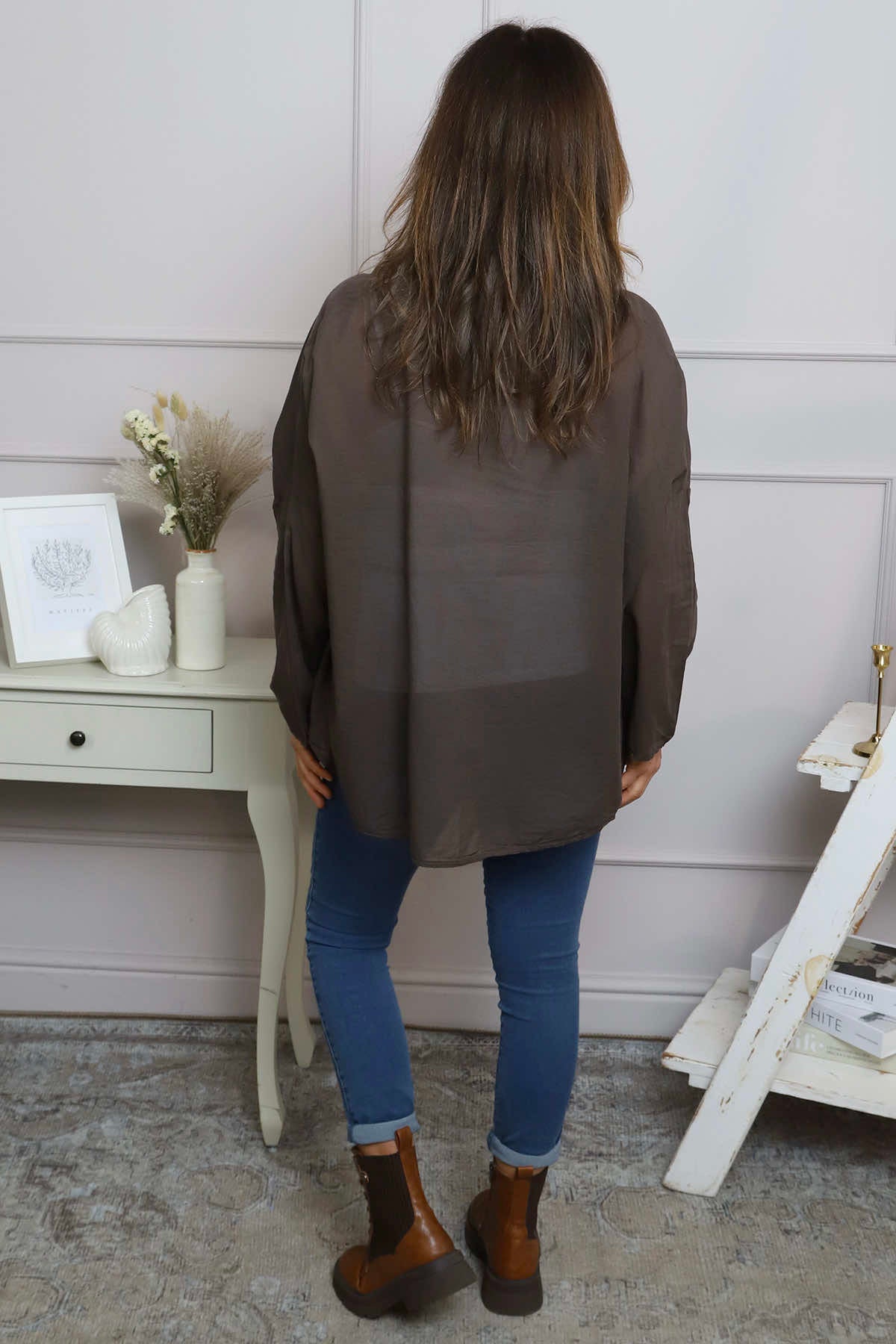 Kendra V-Neck Cotton Top Cocoa