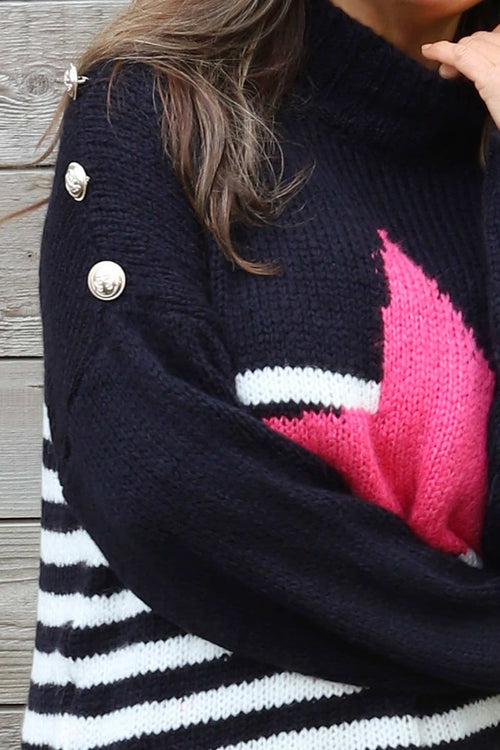 Agata Star Knitted Jumper Navy - Image 3