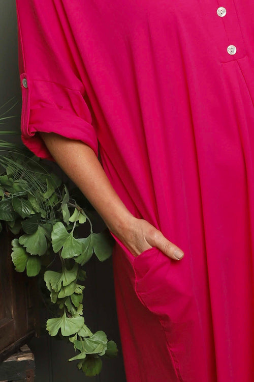 Claire Cotton Dress Fuchsia - Image 3