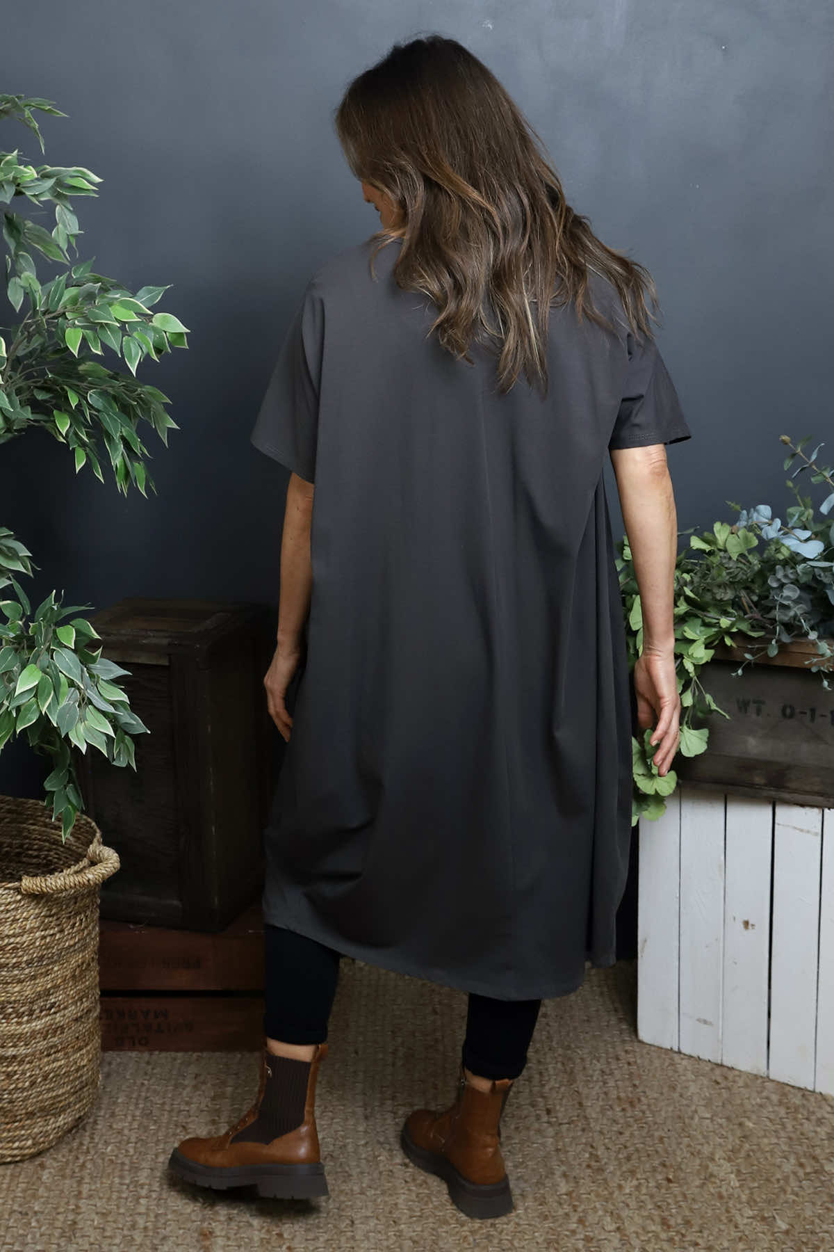 Fenella Cotton Dress Charcoal