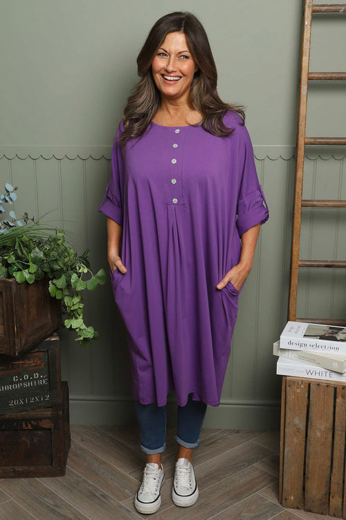 Claire Cotton Dress Purple - Image 2