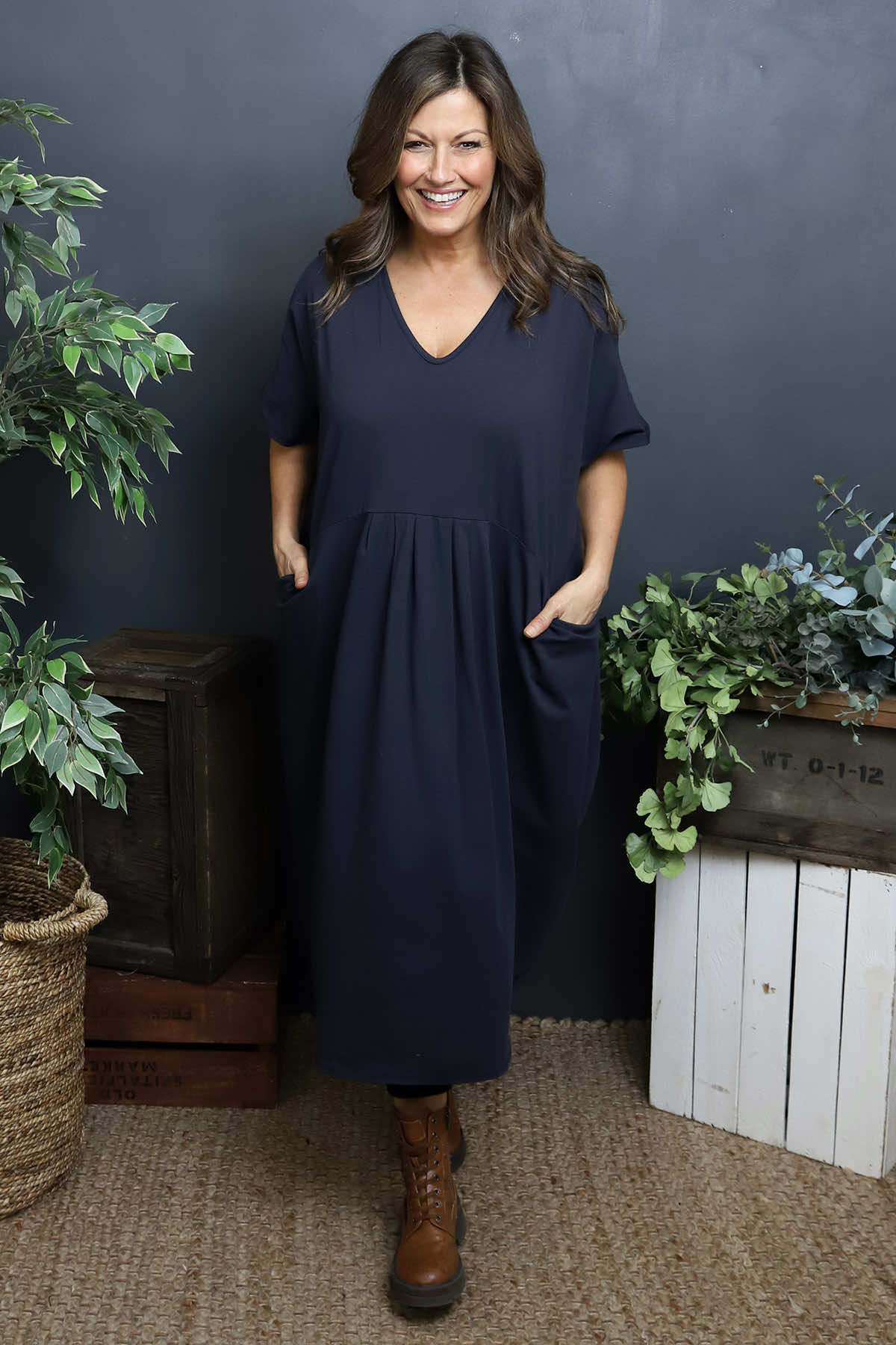 Fenella Cotton Dress Navy