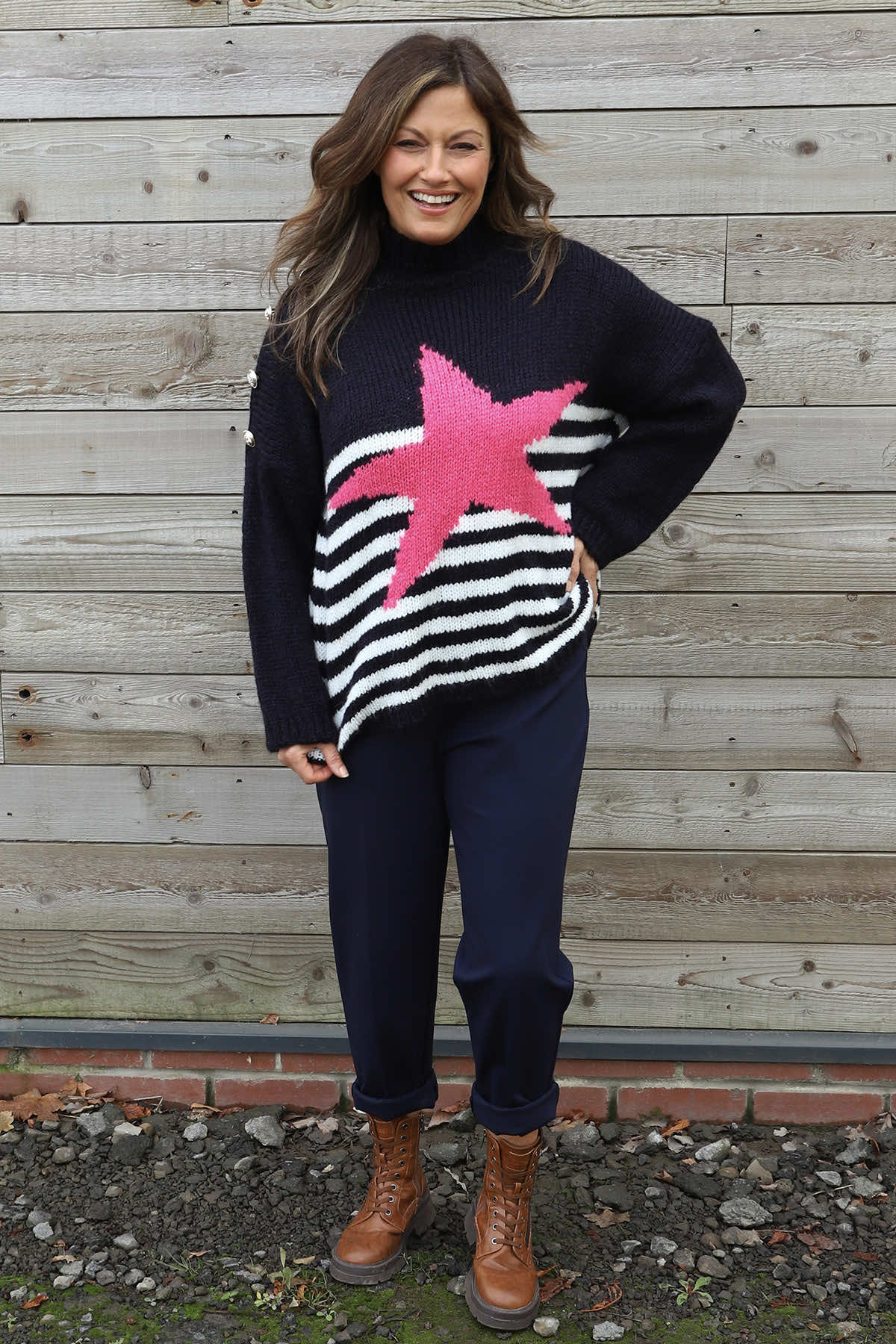 Agata Star Knitted Jumper Navy