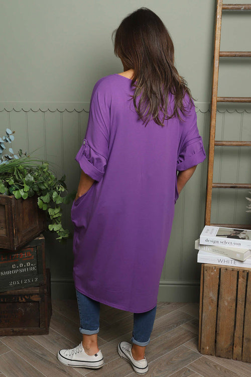 Claire Cotton Dress Purple - Image 4