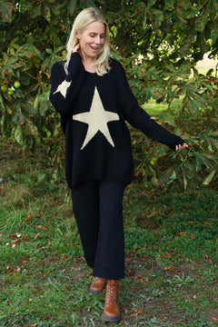Paige Star Knitted Jumper Black