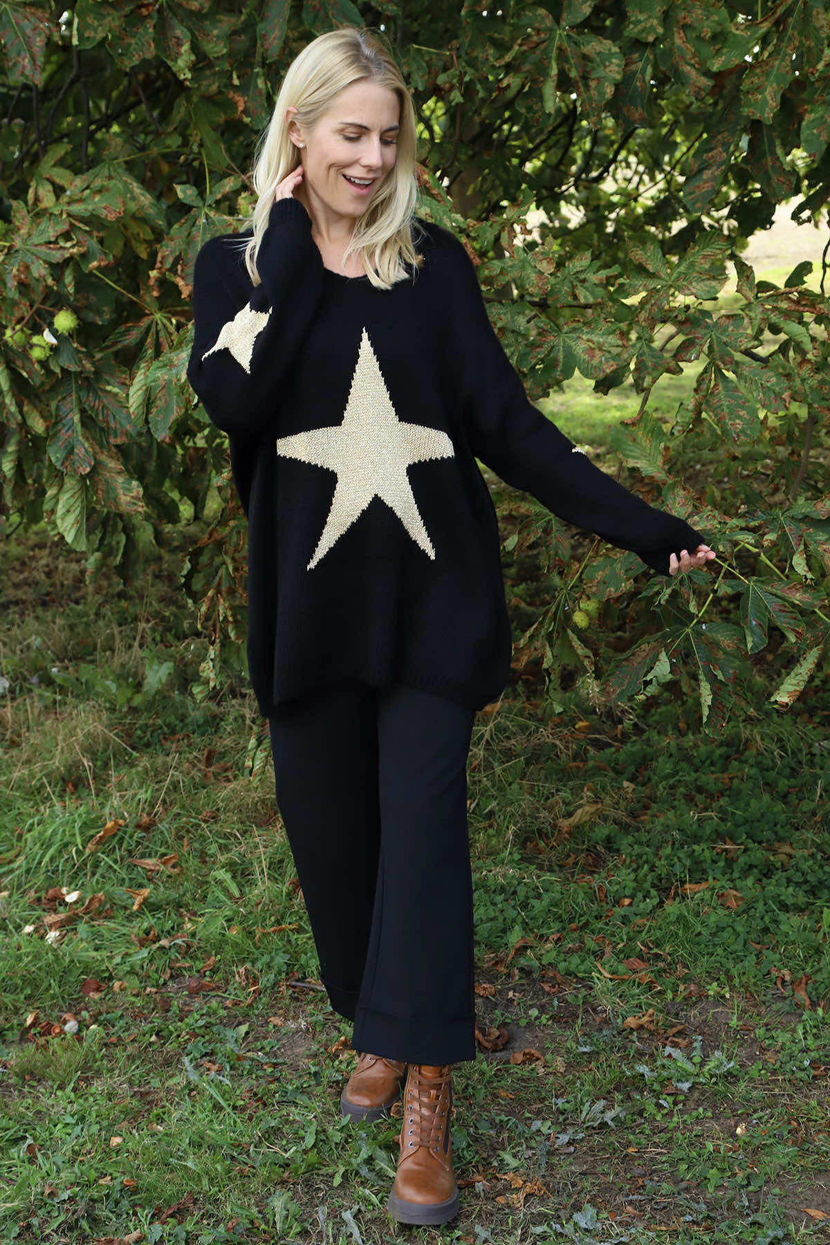 Paige Star Knitted Jumper Black