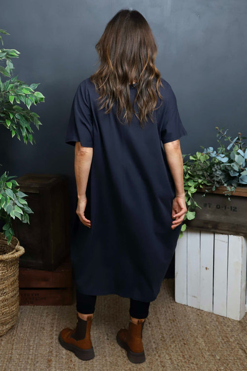 Fenella Cotton Dress Navy - Image 4