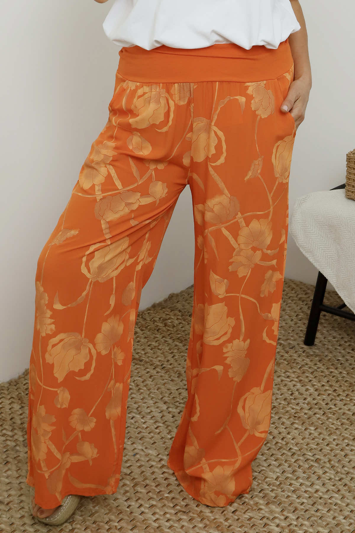 Tawny Print Trousers Orange