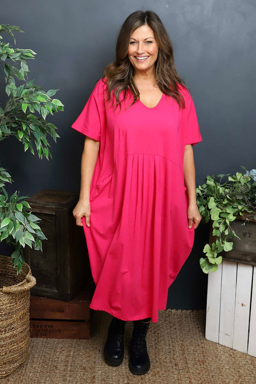 Fenella Cotton Dress Fuchsia - Image 2