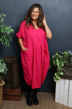 Fenella Cotton Dress Fuchsia Fuchsia - Fenella Cotton Dress Fuchsia