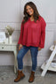 Kendra V-Neck Cotton Top Red