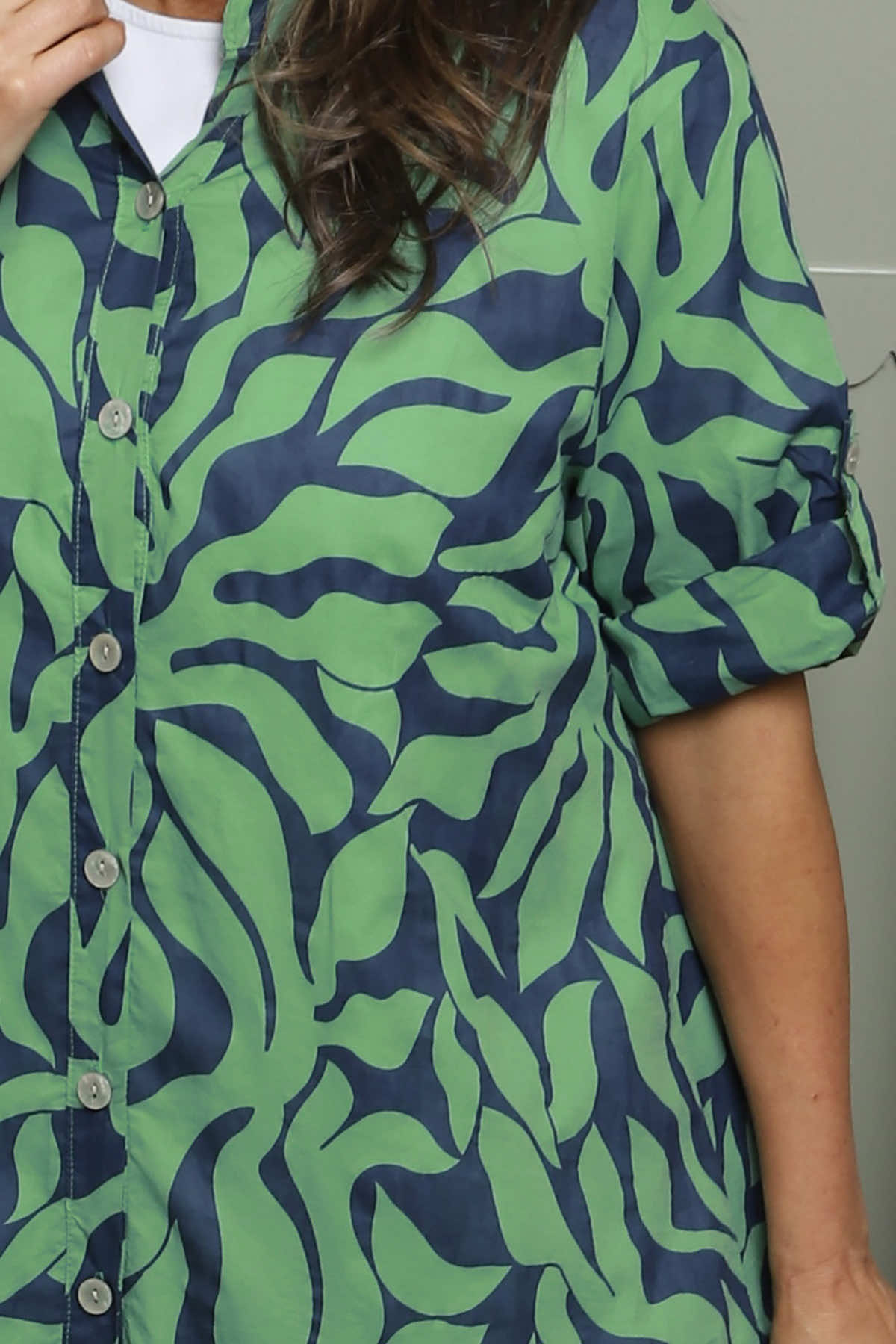 Carlyn Print Button Dress Green