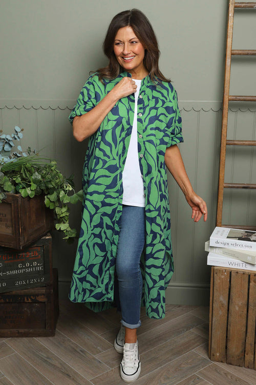 Carlyn Print Button Dress Green - Image 2