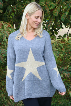 Paige Star Knitted Jumper Mid Grey