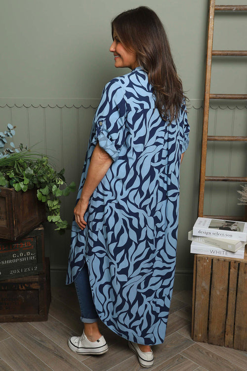 Carlyn Print Button Dress Blue - Image 4