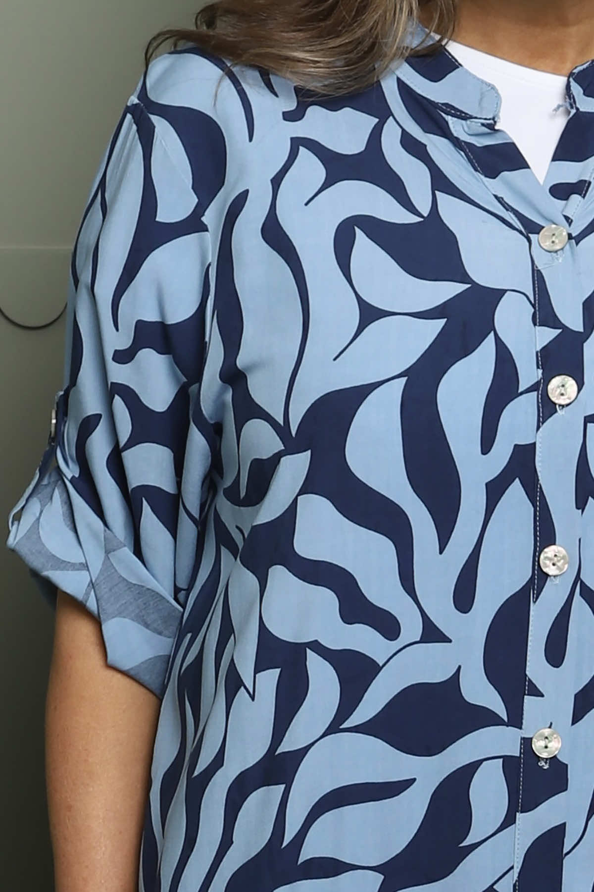 Carlyn Print Button Dress Blue