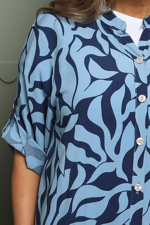 Carlyn Print Button Dress Blue - Image 3