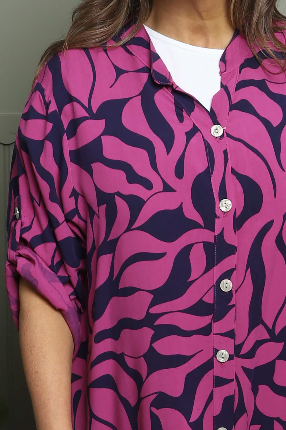 Carlyn Print Button Dress Berry