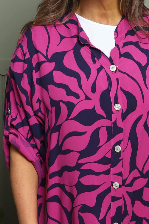 Carlyn Print Button Dress Berry - Image 3