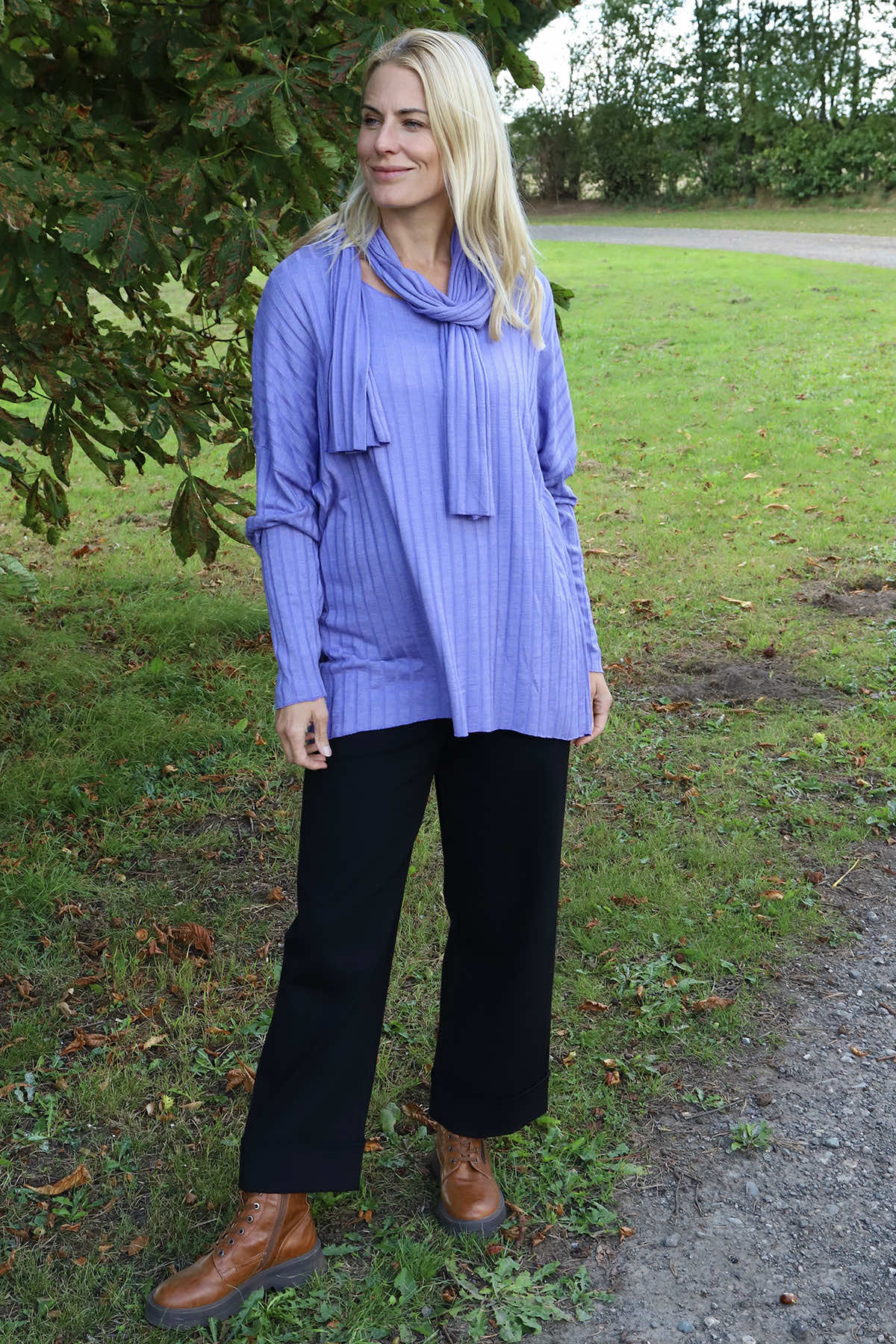 Santana Knitted Scarf Top Lilac