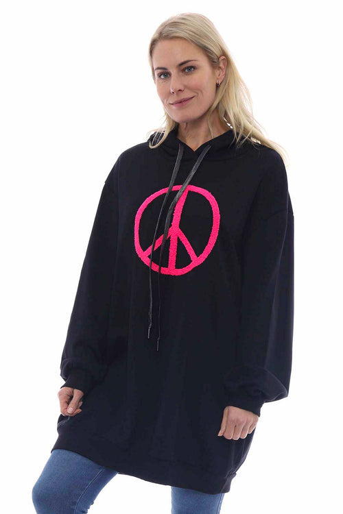 Peace Hooded Cotton Top Black - Image 2